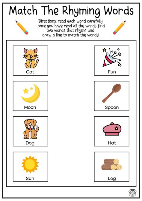 8 Printable Rhyme Word Matching English Worksheets Match The Rhyme