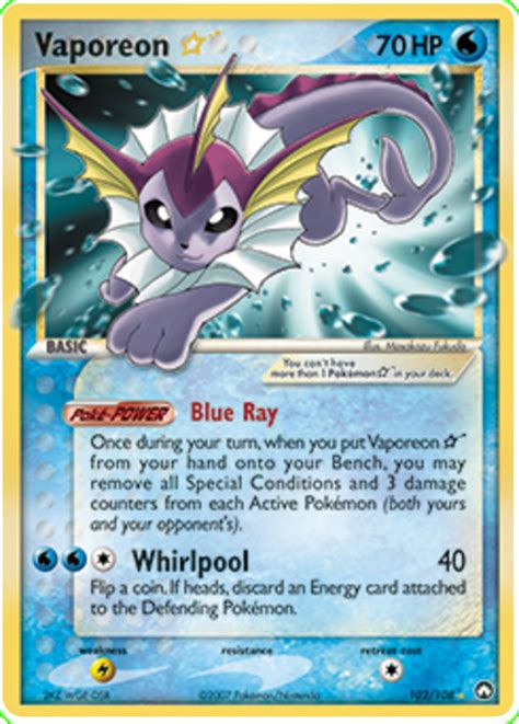 Vaporeon Ex Power Keepers 102 Pokemon Card