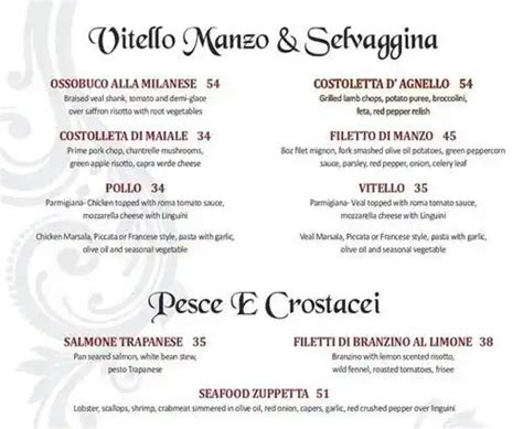 Menu at Capriccio restaurant, Atlantic City, Boardwalk