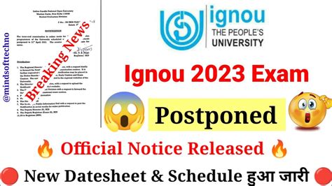 Breaking News Ignou Exam Postponed Official Notice Released New