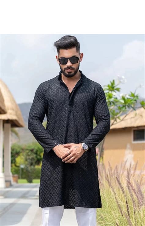 Men Black Chicken Kurta Men Outfit Kurta Cotton Kurta Pajama Etsy