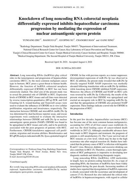 Pdf Knockdown Of Long Noncoding Rna Colorectal Neoplasia Dokumen Tips