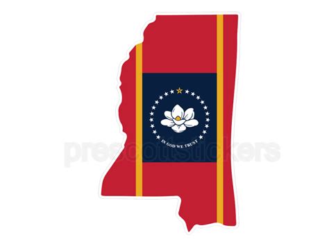 Mississippi Flag State Outline Car Window Vinyl Laptop Sticker Decal Prescott Sticker Co