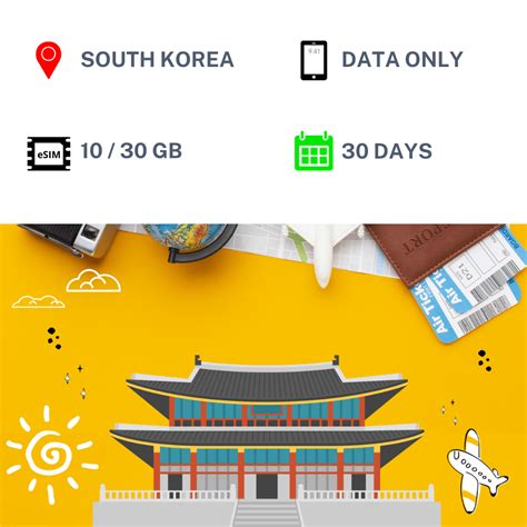 South Korea Travel ESIM 30 Days 10 GB 30 GB Unlimited Data At