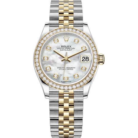 Rolex Datejust 31 Yellow Goldandsteel Mop Jubilee Diamond Bezel Ref