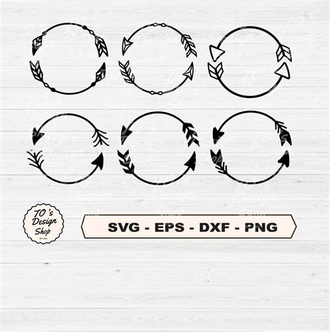 6 Arrow Circle Frame Svg Arrow Wreath Svg Cut File Circle Frame Svg