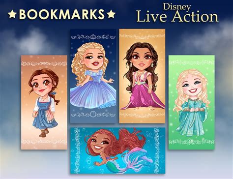 Bookmarks Disney Live Action Aurora Cinderella Belle Etsy