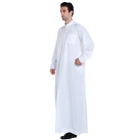 Men Muslim Dress Saudi Style Thobe Robe Islamic Kaftan Abaya Arab Dubai