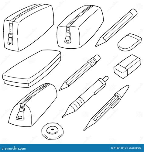 Pencil Case Icon. Outlined Vector Illustration | CartoonDealer.com ...