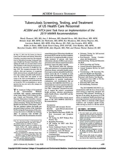 Fillable Online Tuberculosis Screening Testing And Treatment Of Us