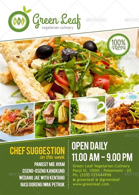 Vegetarian Restaurant Menu And Poster Food Menu Design Food Poster