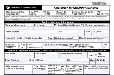 Va Champva Application 10 10d Va Form