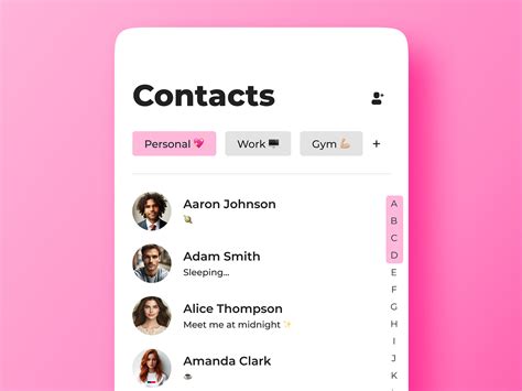 Contact List by Daniella Pereira on Dribbble