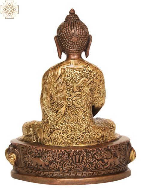 Lord Buddha Statue In Dhyana Mudra In Brass Handmade Exotic