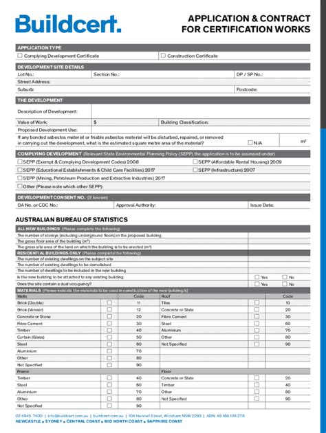 Fillable Online Application For A Complying Development Certificate