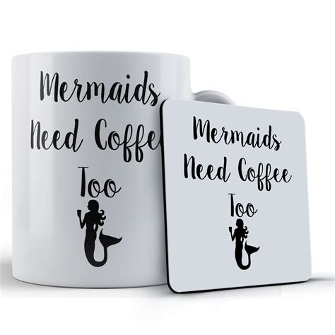 Mermaid Magical Mermaids Need Coffee Too T Mug And Coaster Father Fox