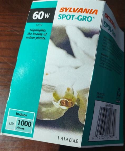 Sylvania Spot GRO A19 Bulb 60W 120V MODEL 60A GRO RP 1pk Of 2 Bulbs