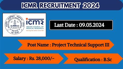 Icmr Recruitment 2024 New Notification Out Check Post Vacancies