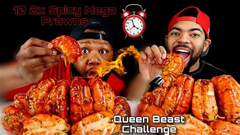 10 2x SPICY MEGA PRAWNS CHALLENGE IN 10 MINS SEAFOOD BOIL MUKBANG 먹방