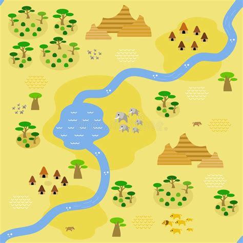 Carte Sans Couture De La Savane Dans Le Style Plat Illustration De