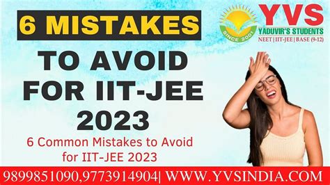 6 Common Mistakes To Avoid For Iit Jee 2023 Yvs India Medium