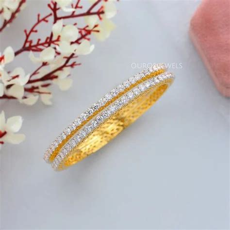 Round Cut Lab Grown Diamond Eternity Bangles For Bridal At Rs