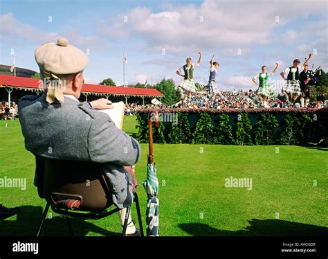 Judging Highland Games Scottish Dancing Contest At The Annual Braemar