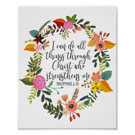 Philippians Bible Scripture Verse Feminine Floral Poster Zazzle