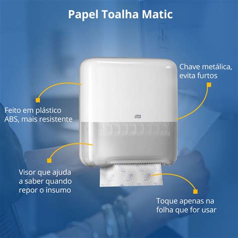 Dispenser Para Papel Toalha Tork Rolo Matic Branco H1