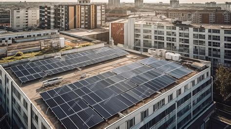 Premium Ai Image Solar Panels Installed On The Roof Of A Building Photovoltaic Modules Ai