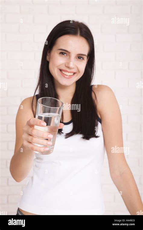 Girl Drinking Water At Home Glass Of Water In Morning Before Breakfast