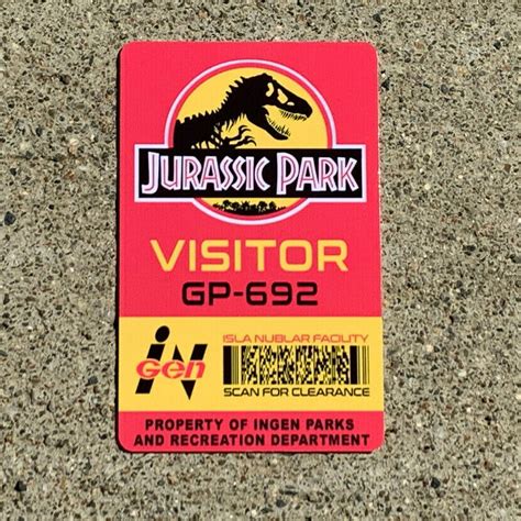 Jurassic Park Visitor Pass Novelty Id Badge Prop Costume Ebay