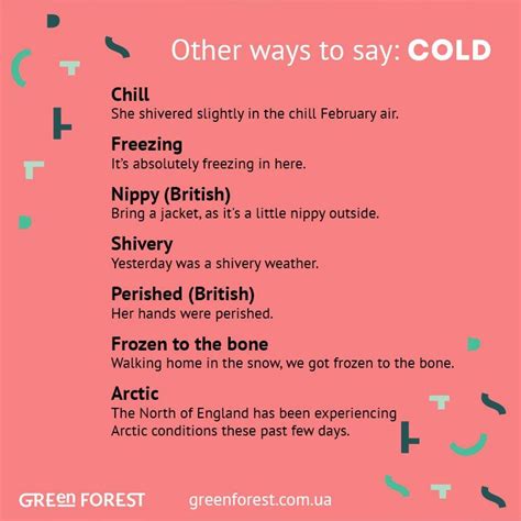 Other Ways To Say Cold English Vocabulary Words English