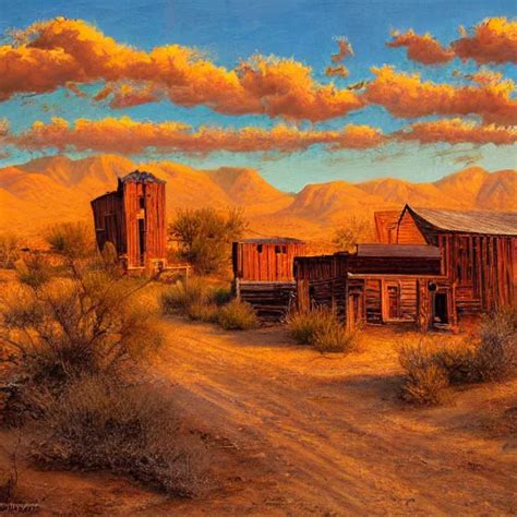 An Oil Painting Of A Wild West Ghost Town In The Stable Diffusion