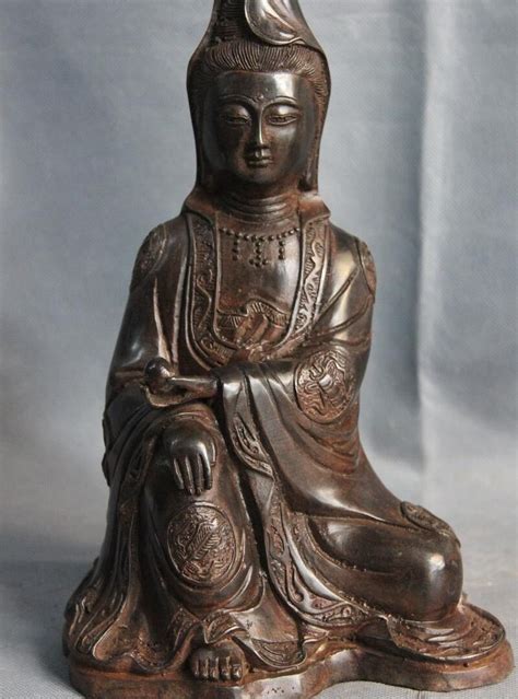 Tibet Buddhism Fane Copper Bronze Eight Treasures Comfortable Guanyin