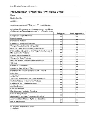 Fillable Online Peer Assessor Report Form Ppa Cycle Fax Email