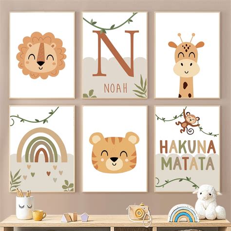 Kit Quadro Decorativo 6 Peças Quarto De Bebe menino Personalizado