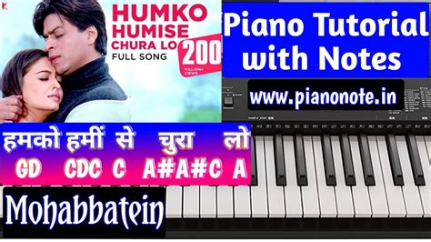 Humko Humise Chura Lo Piano Tutorial With Notes Mohabbatein Julius