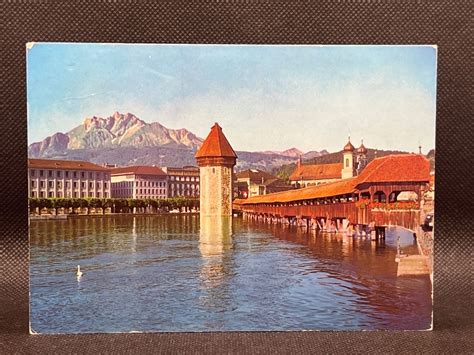 Luzern Kapellbrücke und Wasserturm mit Pilatus Kaufen auf Ricardo