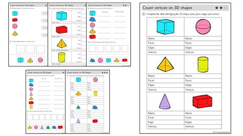 Count vertices on 3D shapes | Worksheets – Primary Stars Education