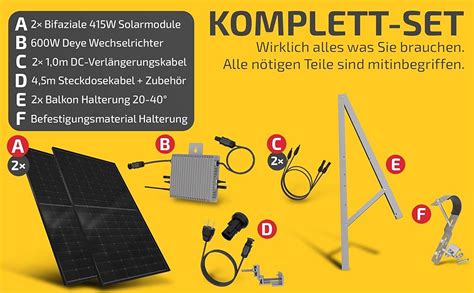 Solakon Balkonkraftwerk W W Steckdose Solaranlage