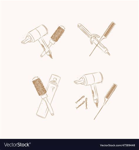 Hair styling tools and accessories compositions Vector Image