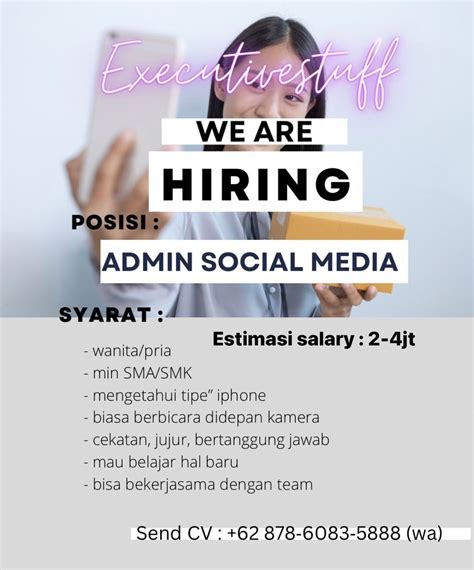 Lowongan Kerja Sebagai Admin Social Media Untuk Executivestuff