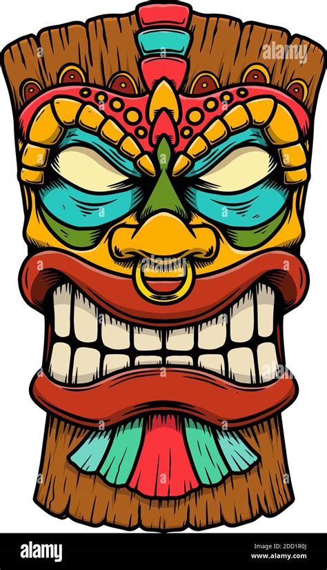 Illustration Of Tiki Tribal Wooden Mask Design Element For Logo Emblem Sign Poster Card