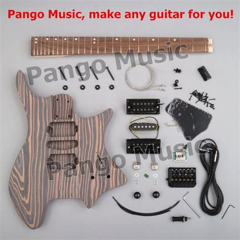 Pango Music Headless Zebrawood Body Diy Electric Guitar Kit Zqn