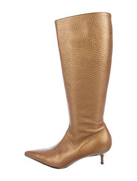 Dolce Gabbana Leather Riding Boots Gold ShopStyle