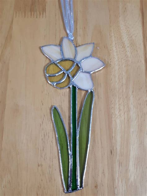 Daffodil Narcissus Stained Glass Suncatcher Mothers Day T Etsy