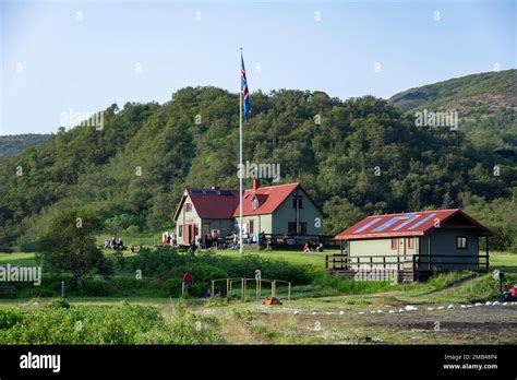 Langidalur Hut And Campsite Mountain Landscape Icelandic Highlands