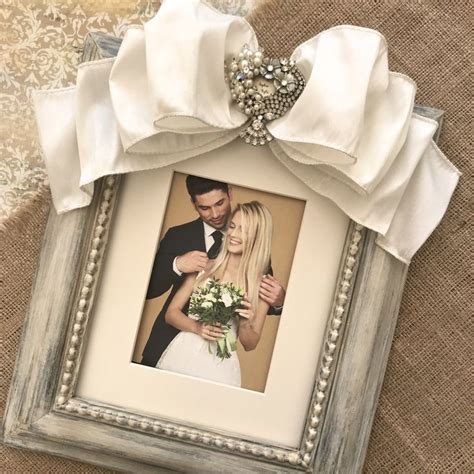 8x10 Vintage Jeweled Photo Frame Bow Crystal Pearls Wedding Etsy