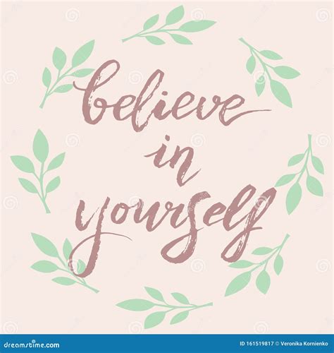 Believe In Yourself Typography Card Handwritten Brush Calligraphy